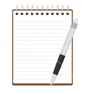 notepad with pen vector illustration