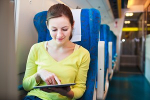 Tablet-woman-on-train