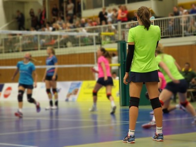 girls playing volleyball, sport