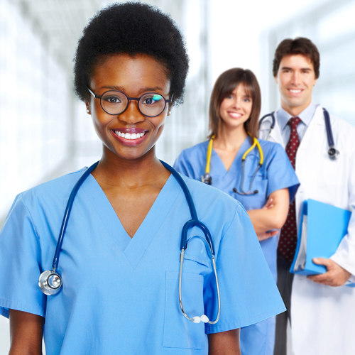 Female nurses and doctor, nursing
