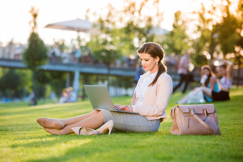 woman working in the park